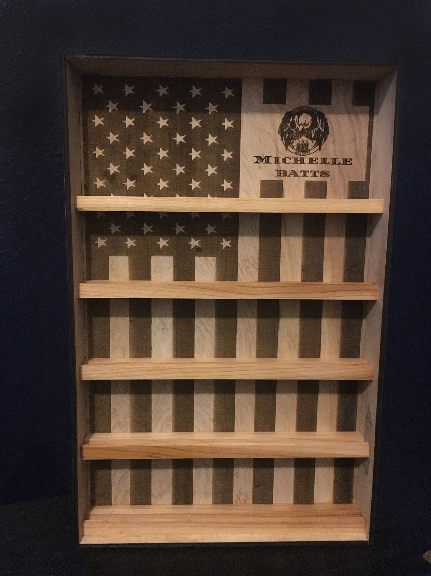 Engraved Military Challenge Coin Holder Shelf