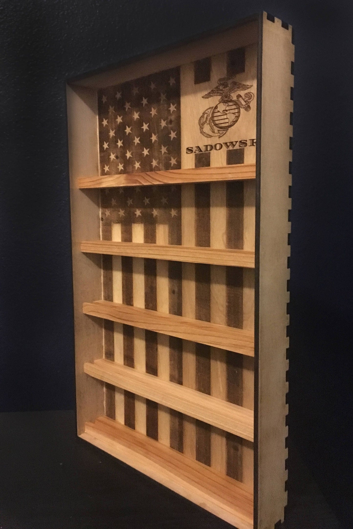 Engraved Military Challenge Coin Holder Shelf