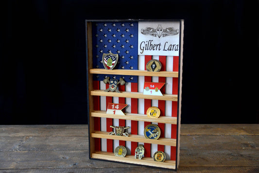 Engraved Military Challenge Coin Holder Shelf