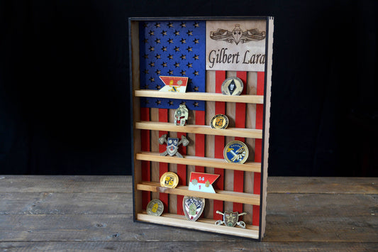 Engraved Military Challenge Coin Holder Shelf