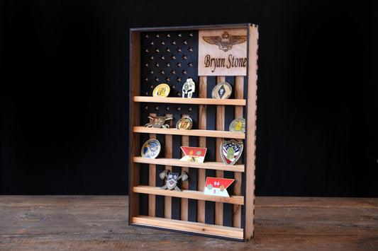 Engraved Military Challenge Coin Holder Shelf