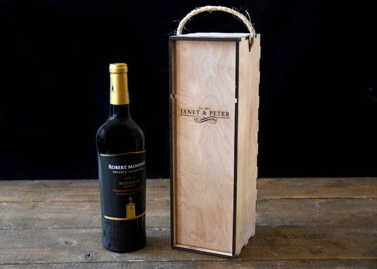 Engraved Wooden Wine Bottle Box
