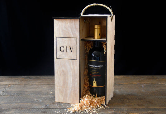 Engraved Wooden Wine Bottle Box