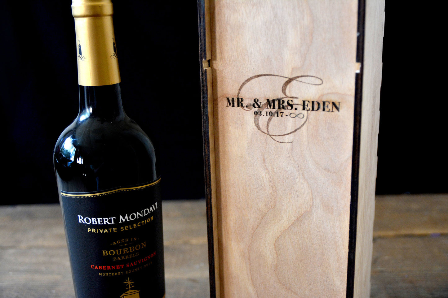 Engraved Wooden Wine Bottle Box