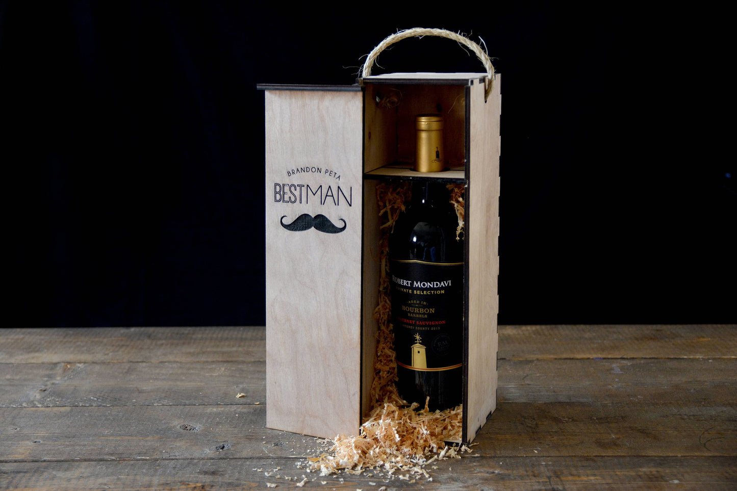 Engraved Wooden Wine Bottle Box