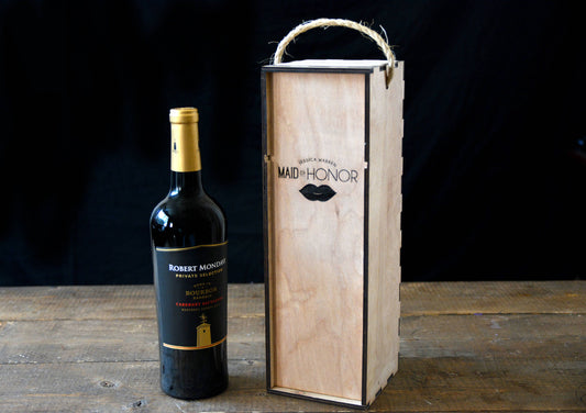 Engraved Wooden Wine Bottle Box