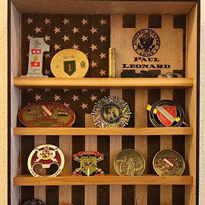 Engraved Military Challenge Coin Holder Shelf