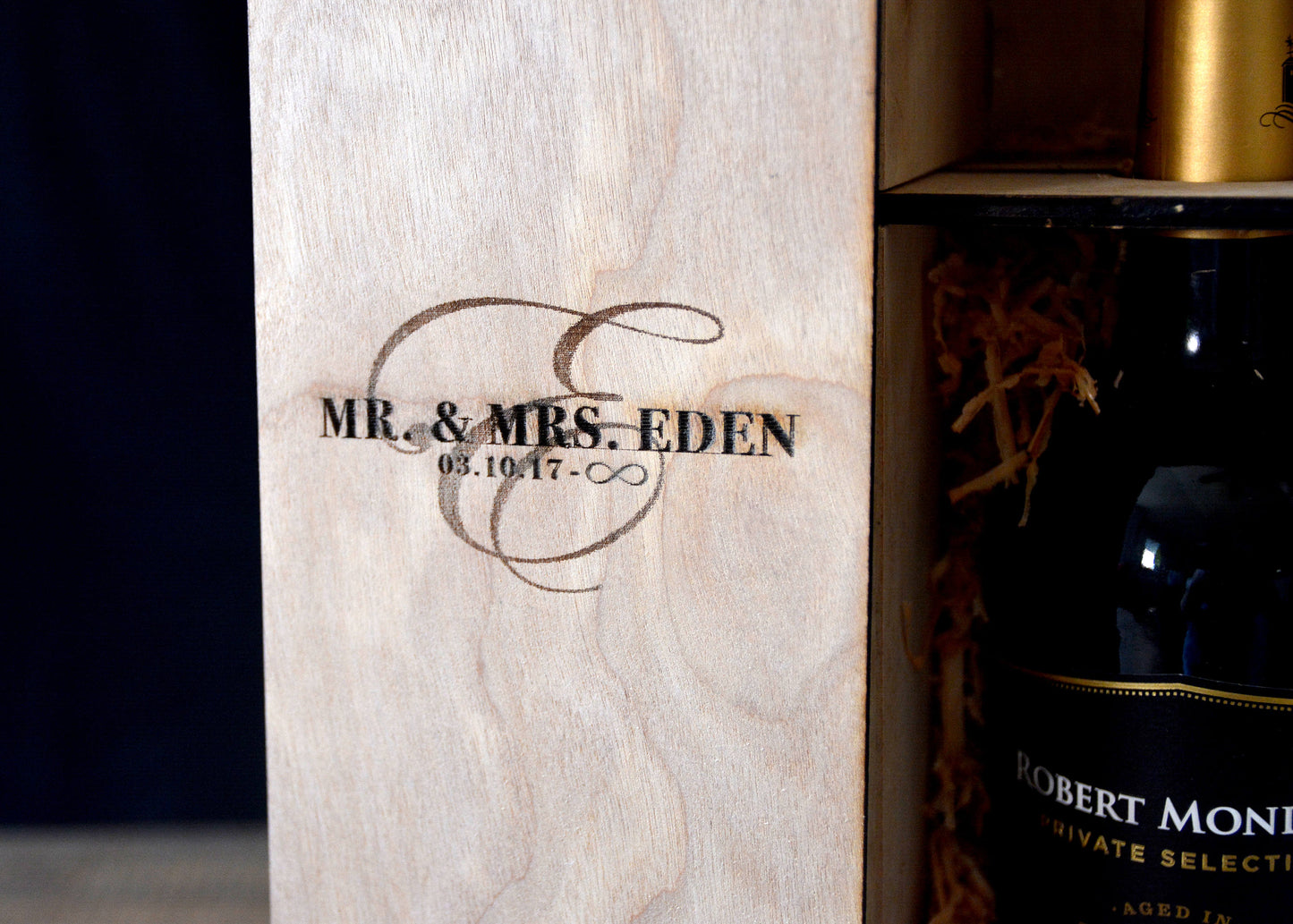 Engraved Wooden Wine Bottle Box