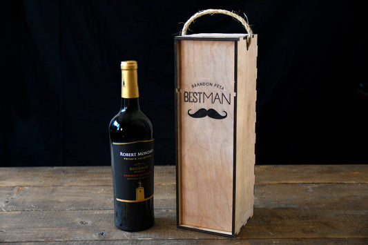 Engraved Wooden Wine Bottle Box