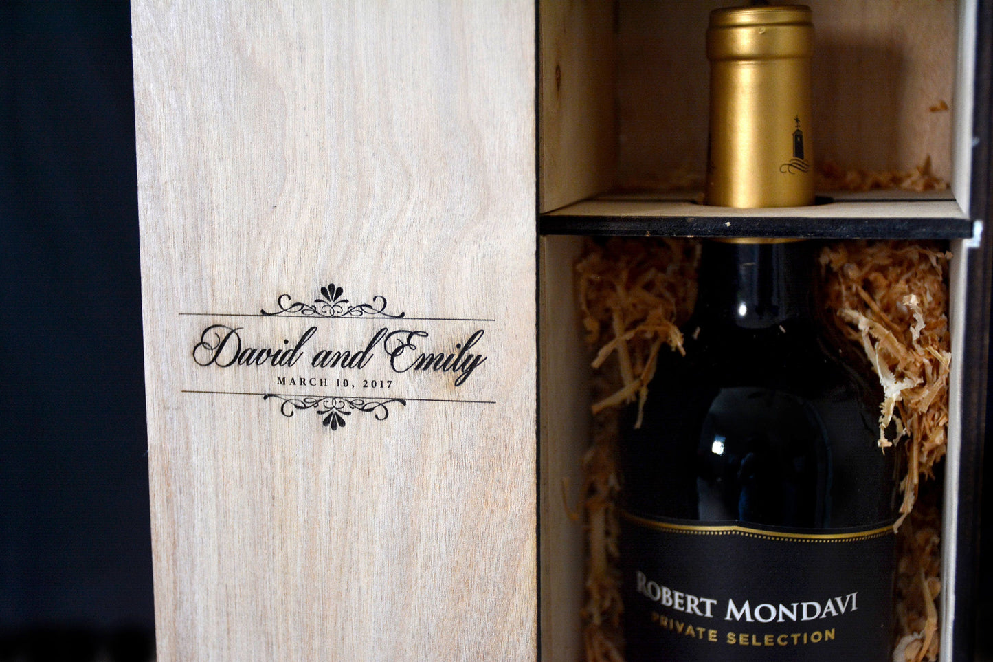 Engraved Wooden Wine Bottle Box