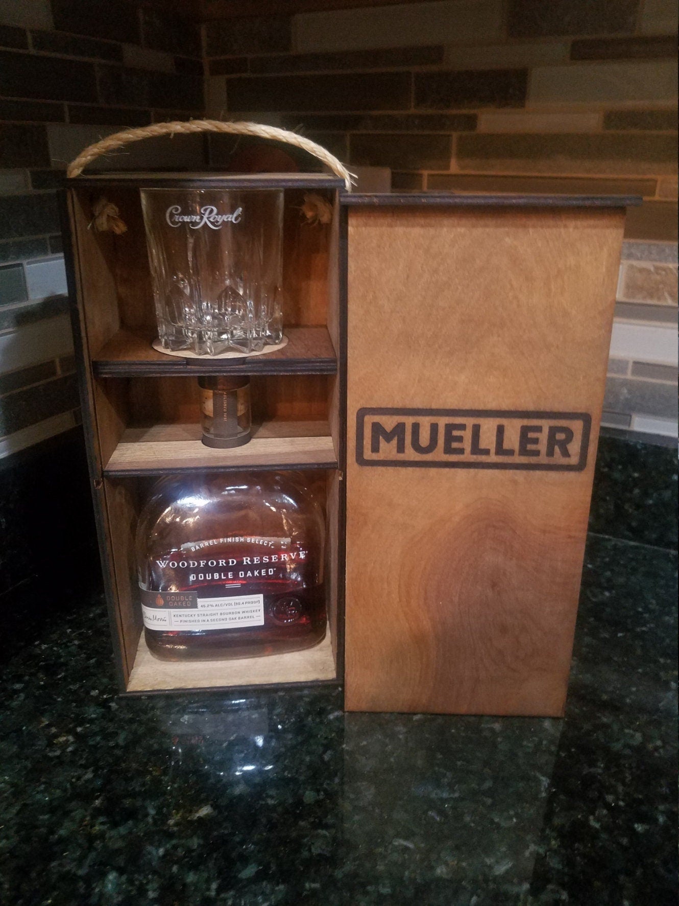 Engraved Wooden Wine Bottle Box