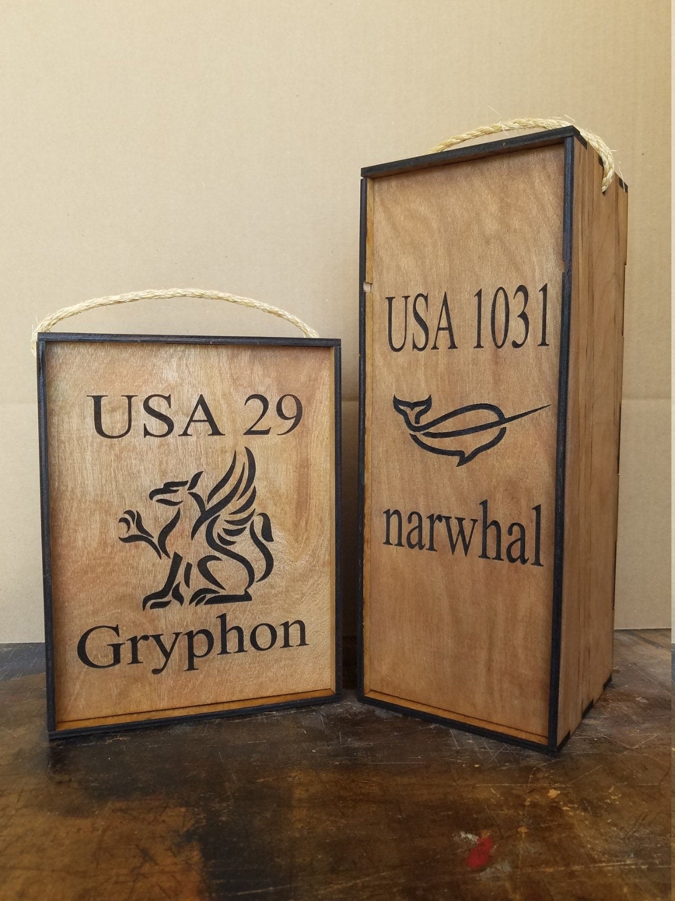 Engraved Wooden Wine Bottle Box